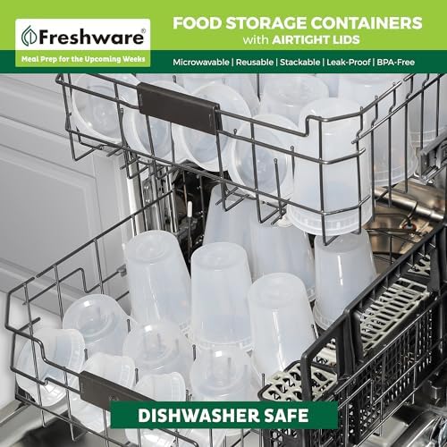 Freshware [60 Count] 8, 16, 32 oz, 20 sets each size Food Storage Containers with Lids,Plastic Deli Containers, Meal Prep Containers, Microwave and Freezer Safe,Stackable, Leakproof, BPA Free, Clear - Image 6