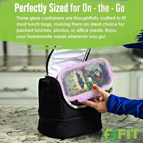 Glass Meal Prep Containers 2 & 3 Compartments with Lids 4 Pack 32 oz - Image 6