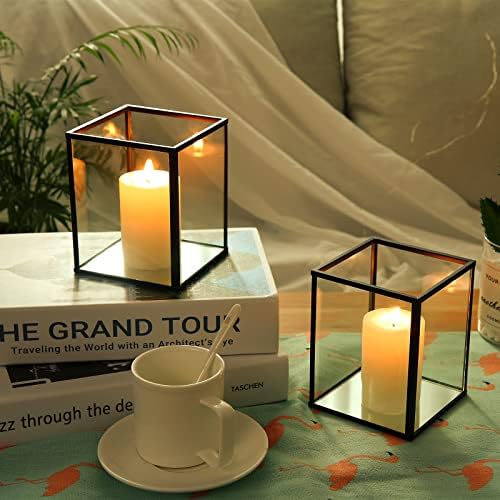 yshengood Hurricane Candle Holder Set of 3 Pcs, Black Candle Holder for Pillar Candle - Image 6