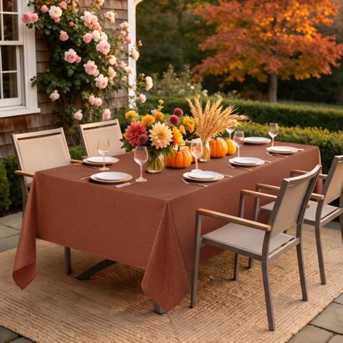 Decorelia Fall Rectangle Tablecloth for Dining Table Burnt Orange,60"x120" - Image 2