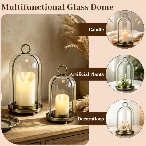 Glass Hurricane Candle Holder, Antique Pewter - Image 4