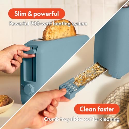 bella Fits-Anywhere™ 2-Slice Slim Toaster, Long Slot & Extra Wide, Surf - Image 5