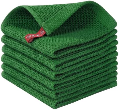Homaxy 100% Cotton Waffle Weave Kitchen Dish Cloths 6-Pack, Forest by Homaxy