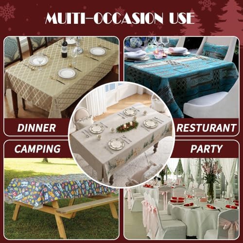 Rectangle Table Cloth,Christmas Vinyl Tablecloth, 54" x 78",Cedar - Image 6