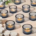 NITIME 30Pcs Blue Tealight Candle Holder, Ribbed Votive Candle Holders Glass with 32pcs Tea Light Candles for Wedding Decor, Home Decor and Party Decor by NITIME
