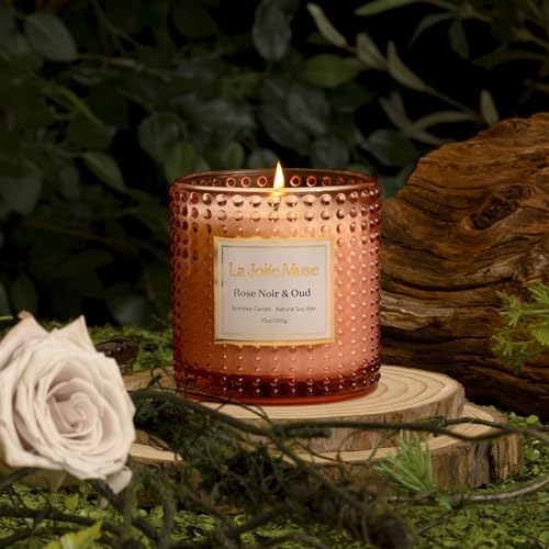 LA JOLIE MUSE Rose Noir & Oud Scented Candles for Home, Natural Soy 55 Hrs - Image 3