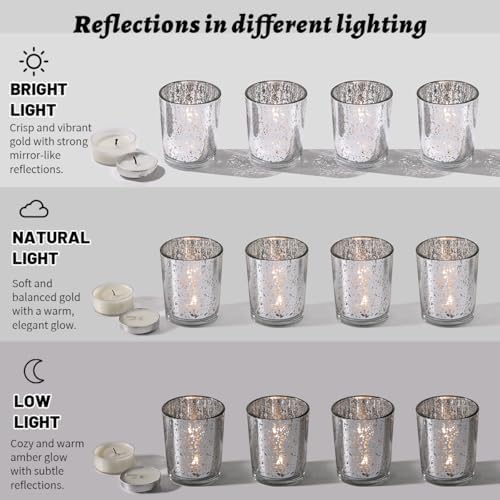 LETINE 48pcs Silver Votive Candle Holders –Glass Tea Light Candles Holder - Image 3