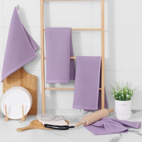 Homaxy 100% Cotton Waffle Weave Kitchen Dish Towels 4-Pack, Lavender - Image 6