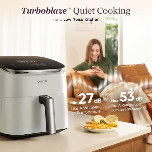 Cosori TurboBlaze 6 Qt Air Fryer, Ceramic Coating, 9-in-1, Light Gray - Image 6