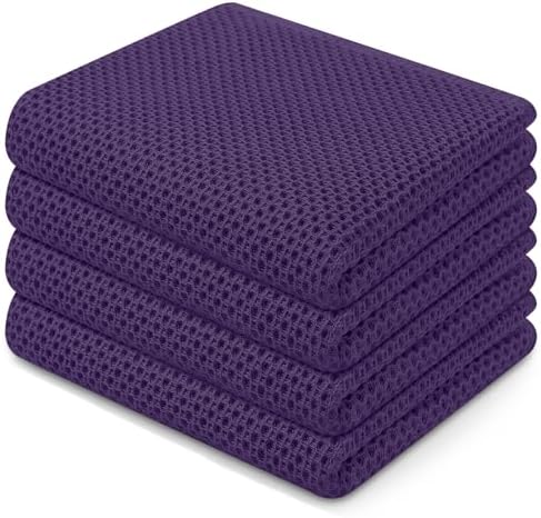 Homaxy 100% Cotton Waffle Weave Kitchen Dish Towels 4-Pack, Eggplant by Homaxy