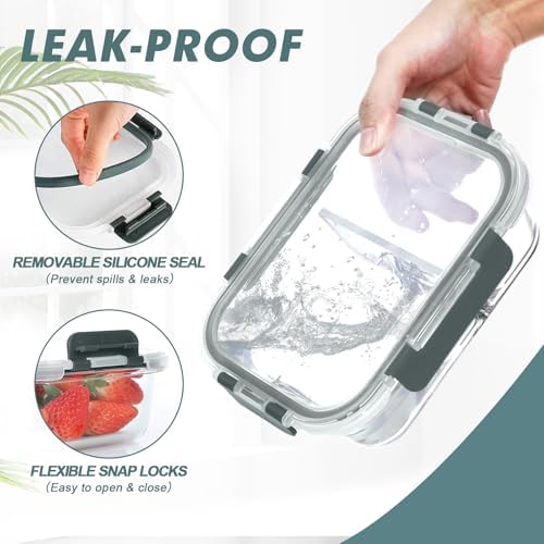 KOMUEE 30 oz 5 Pack Glass Meal Prep Containers 2 Compartments - Image 3