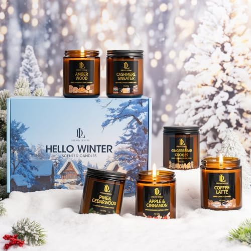 DL DREAMY DEWLA Winter Candles Set for Home Scented, 6 Pack 42oz, Soy Wax - Image 2