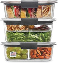 Rubbermaid Brilliance BPA-Free 3 Set Food Storage Containers with Lids, Removable Trays, Airtight, Leak-Proof, Ideal for Meal Prep, Lunch, and Leftovers by Rubbermaid