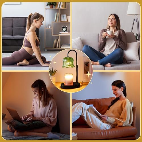 CRMILL Candle Warmer Lamp Electric Timer - House Gifts New Home Bedroom Decor Candle Lamps Green Candle Lights - Image 7