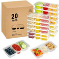 MACTANO 8 OZ Reusable Snack Containers with Lids, New 3 Compartment Condiment Snack Pack Containers 20 Sets by MACTANO