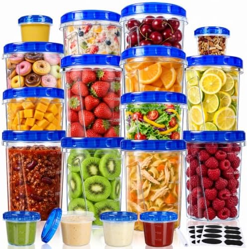 18 Pack Freezer Food Storage Containers with Twist Lids for Soup Meal Prep by ForestBreathing