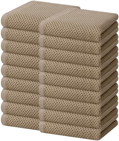 Homaxy 100% Cotton Waffle Weave Kitchen Dish Towels 18-Pack, Tan by Homaxy