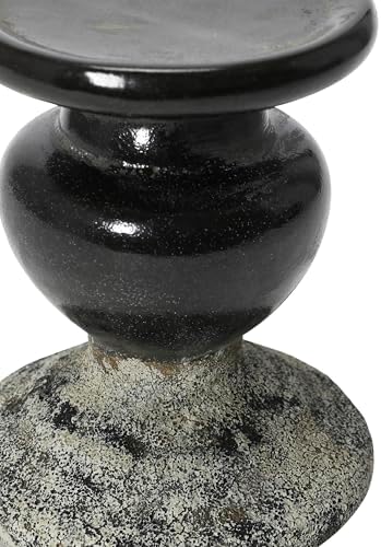 Creative Co-Op 2-Tone Sculptural Terracotta Pillar Candle Holder, Distressed Black - Image 7