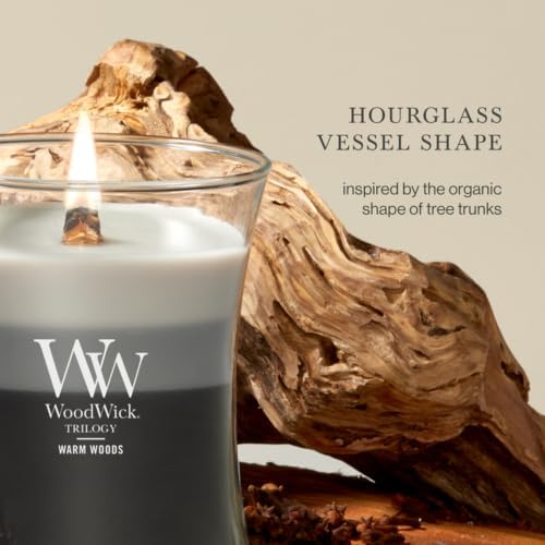 WoodWick Warm Woods Trilogy Tri-Scented Candle, Crackling Wick, 9.7oz - Image 4