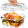 Razab 2700ml / 91Oz / 11.5 Cups Large Glass Food Storage Containers with Lids - Glass Meal Prep Containers for Roasting & Storing Leftover, Glass Lunch Container, Microwave & Oven Safe by RazabHomeGoods