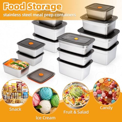 4 PCS(50oz+20oz) Stainless Steel Food Storage Containers With Lids Leak Proof & Airtight | Stainless steel freezer Containers,Airtight Bento Lunch Box,For Meal Prep,Fruit,Snack,Freezer - Image 5