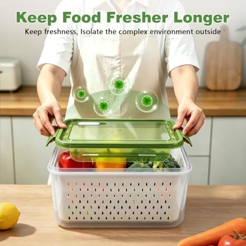 4 Pack Heavy-Duty Fruit Containers for Fridge,Food Storage Containers,Green - Image 5