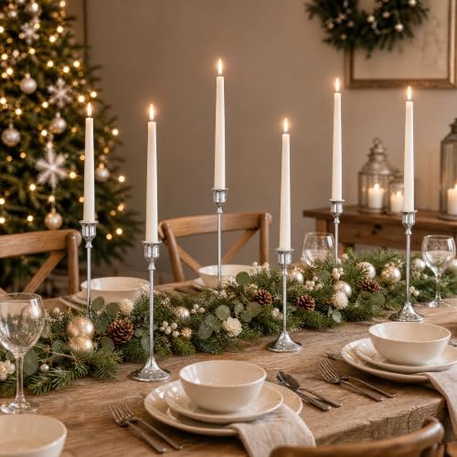 NLBTW 24 Pcs Silver Taper Candle Holder Bulks for Wedding Party Table Decor - Image 2