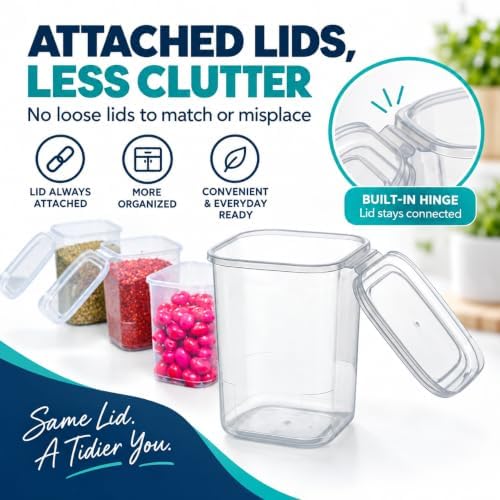 10 Pack 39 oz Small Food Storage Containers with Attached Lids - Image 3