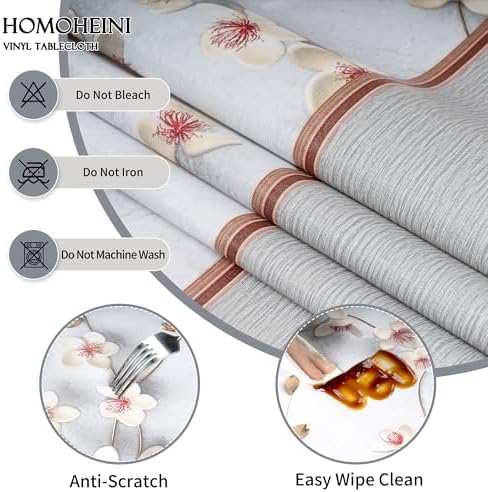 Rectangle Table Cloth,100% Waterproof Tablecloth Oil Proof Spill Proof Vinyl Table Cloth, Wipe Clean Plastic Table Cover for Dining, Camping, Indoor and Outdoor 54" x 120",Prunus Persica - Image 3