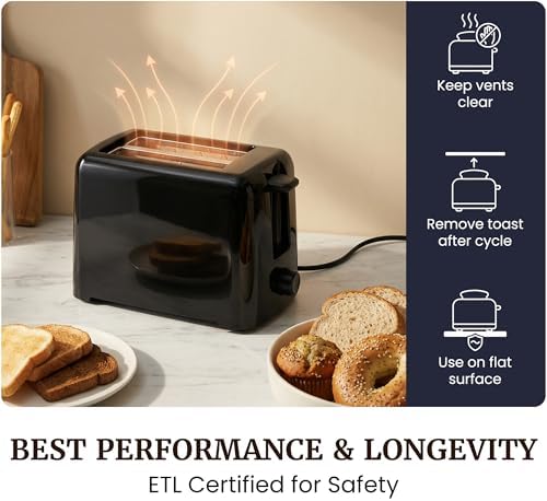 Elite Gourmet 2-Slice Cool-Touch Toaster, 1.25" Extra-Wide Slots, 6 Shades - Image 4