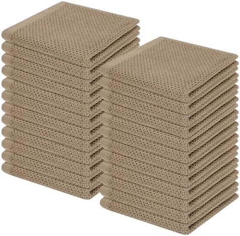 Homaxy 100% Cotton Waffle Weave Kitchen Dish Cloths 24-Pack, Tan by Homaxy