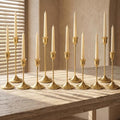 12 Pcs Gold Candlestick Holders, Vintage Metal Candle Holders Taper Candle Stands, Tall Golden Brass Tapered Candle Holder for Wedding Tables Centerpieces Decor by Unknown