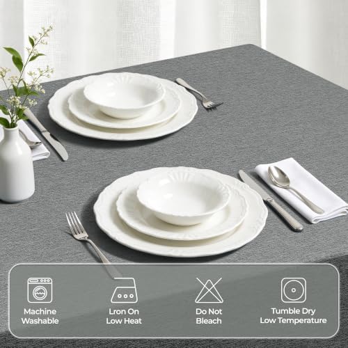 Decorelia Dark Grey Linen Textured Tablecloth Rectangular 52 x70 Inch - Image 3