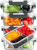 M MCIRCO 5 Pack,36 oz, 3 Compartments Glass Meal Prep Containers with Lids by MMCIRCO