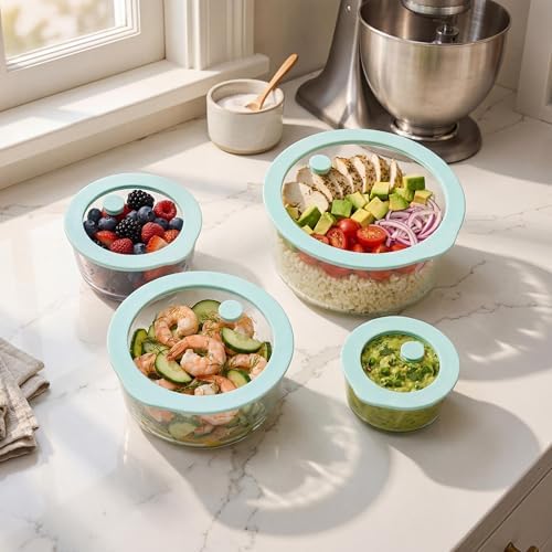 Urban Green Glass Food Container Set with Glass Lid, 4 Pack, Meal Prep Containers with Silicone Framed Airtight Lid, Leakproof, 100% Plastic Free, - Image 6