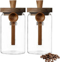ANSQU 2 Pack Glass Jars with Wooden Lids & Spoons, 34oz Food Storage Containers by ANSQU