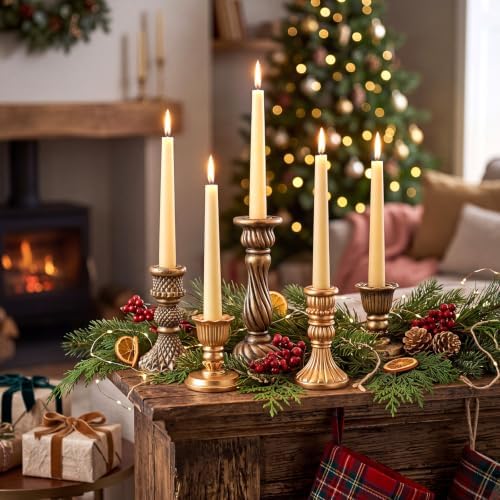 8 Pcs Christmas Vintage Candlestick Holders, Mixed - Image 7