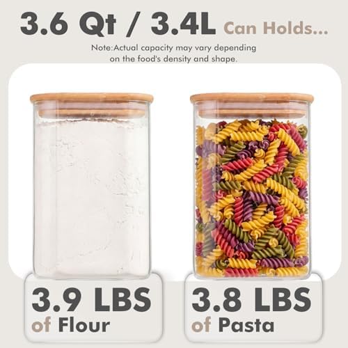 2-Pack 3.4Qt Large Glass Flour Sugar Storage Containers with Lids - Image 3