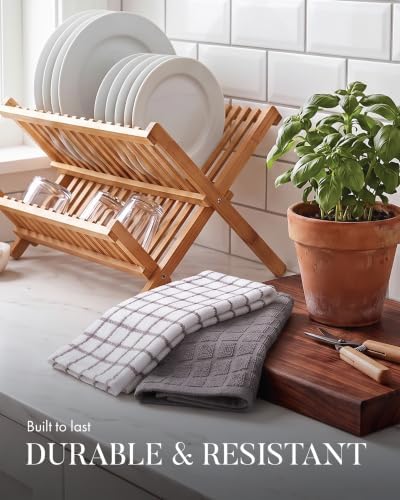 Bumble Dish Cloths (6-Pack), 100% Cotton Kitchen Towels, 12"x12" - Gray - Image 6