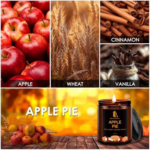 DL DREAMY DEWLA Fall Candle, Apple Pie Scented for Home, 7oz Soy Wax - Image 5