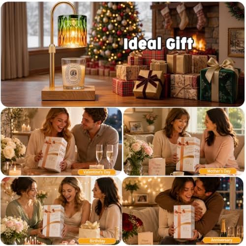 TOACSUCP Candle Warmer Lamp with 3 Bulbs, Adjustable Height Dimmable Candle Warmer with Timer, Compatible with Large Jar Candles, Candle Lamp with Charming Gift Box Ribbon for Her/Him (Green Orange) - Image 6