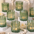 12PCS Glass Green Votive Candle Holder, Ribbed Tea Light Candles Holders by LOVELIGHTLOVELIFE