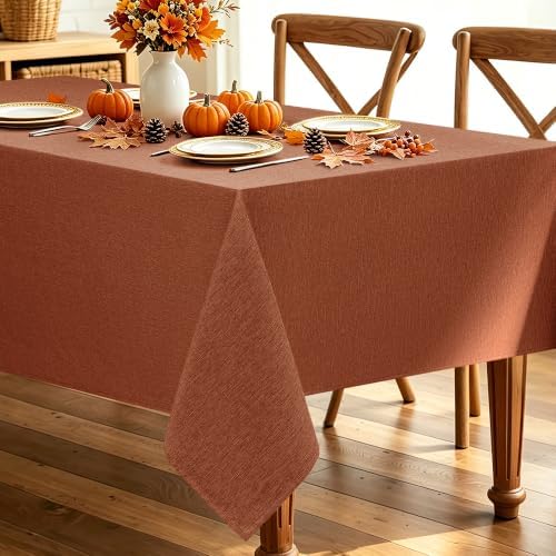 Decorelia Fall Rectangle Tablecloth for Dining Table Burnt Orange,60"x120" by Decorelia