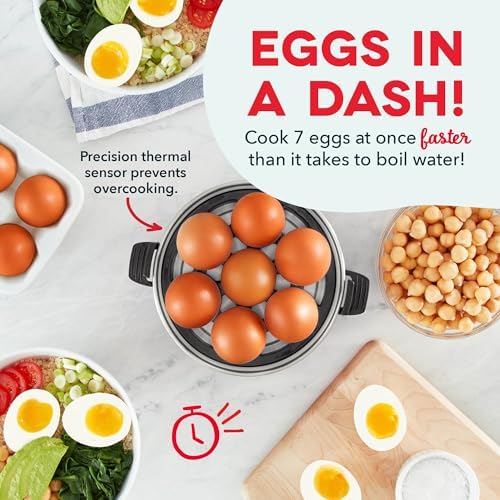 Dash Rapid Egg Cooker, 7 Eggs, Hard Boiled, Poached & Omelettes, Black - Image 2