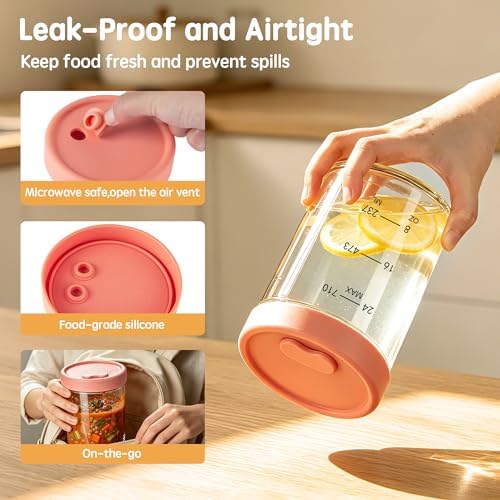 24oz Glass Soup Freezer Containers Set with Silicone Airtight Lid, 4 Pack - Image 3