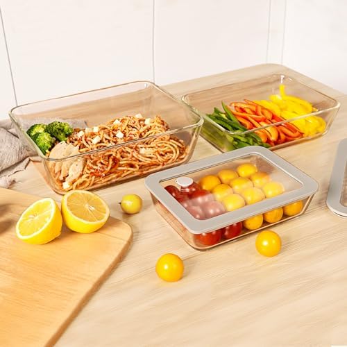 Glass Food Containers with Glass Lid, Microwave Safe Food Storage Container Set, 3 Pack of Large Size, Food Storage Containers with Lids, Meal Prep containers with Leak Proof Lid. - Image 6