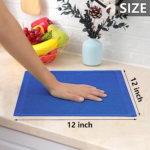 Homaxy 100% Cotton Waffle Weave Kitchen Dish Cloths 6-Pack, Blueberry - Image 5