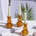 Woho Amber Candlestick Holders Set of 6 4.3" H for Thanksgiving/Fall Decor by Woho