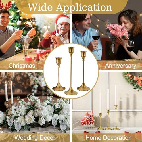 NLBTW Brass Gold Candlestick Holders, Metal Taper Candle Holder, Set of 6 - Image 6