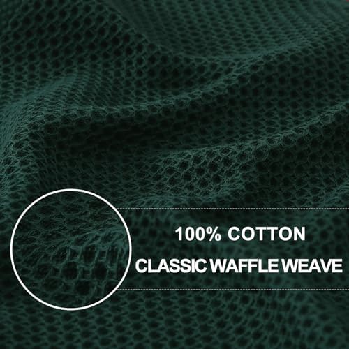Homaxy 100% Cotton Waffle Weave Kitchen Dish Towels 12-Pack, Blackish Green - Image 2
